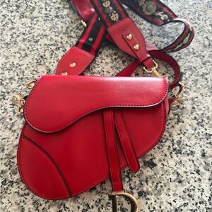 Red Designer Saddle Bag
